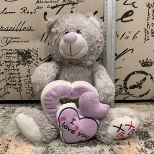 Stuffed toy “I love you” Teddy Bear; 26cm sitting; Good Condition